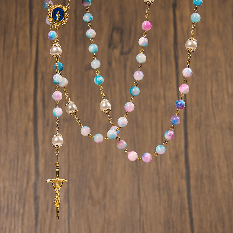 Christianartworkshop PRAYERFUL FAITH: Celestial Grace Floral Handmade Rosary of 8mm Blue&Purple - image 10