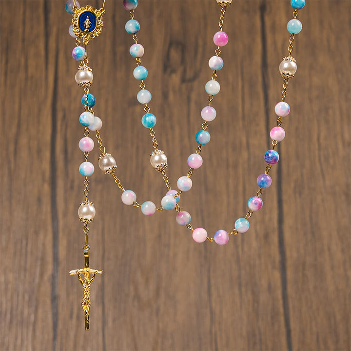 Christianartworkshop PRAYERFUL FAITH: Celestial Grace Floral Handmade Rosary of 8mm Blue&Purple - image 10