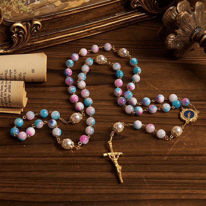 Christianartworkshop PRAYERFUL FAITH: Celestial Grace Floral Handmade Rosary of 8mm Blue&Purple - image 6