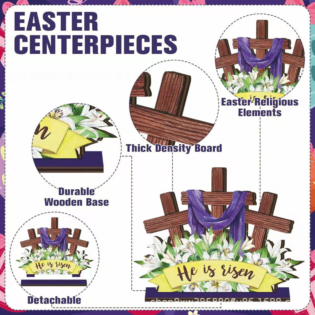 Christianartworkshop 6pcs/set "He Is Risen" - Inspirational Wooden Easter Decor Ornament