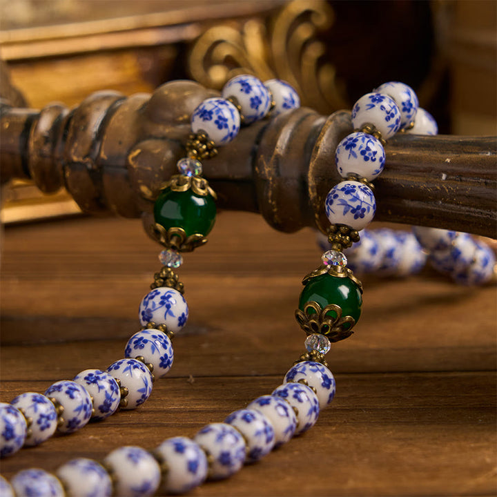 Christianartworkshop PRAYERFUL FAITH: Handmade Floral Rosary of 8mm Ceramics & Jade  - image 9