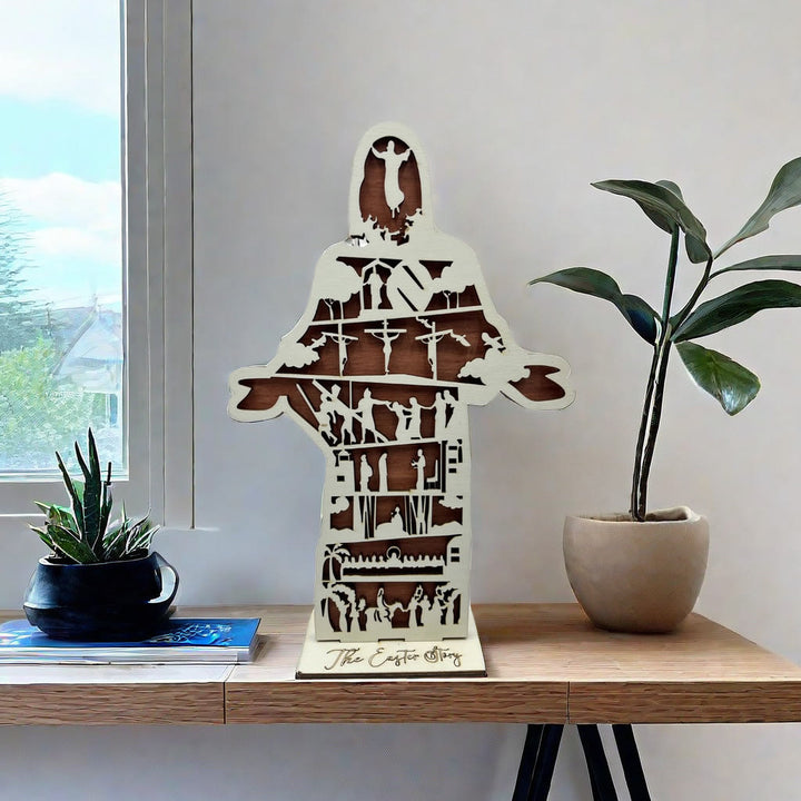 Christianartworkshop Easter Jesus Wooden Decorative Ornament: Jesus Life Journey