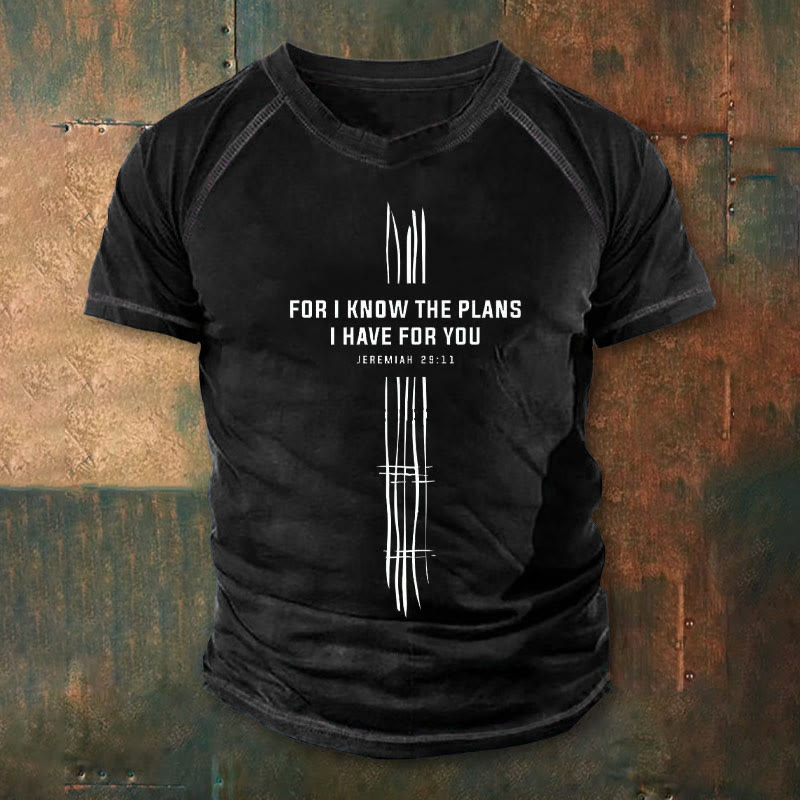 Christianartworkshop Men's Vintage Faith-Boosting Jeremiah 29:11 Quote Design Printed Short Sleeve T-Shirt