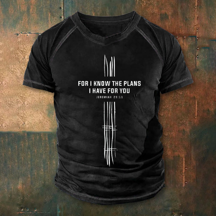 Christianartworkshop Men's Vintage Faith-Boosting Jeremiah 29:11 Quote Design Printed Short Sleeve T-Shirt