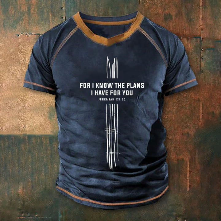 Christianartworkshop Men's Vintage Faith-Boosting Jeremiah 29:11 Quote Design Printed Short Sleeve T-Shirt