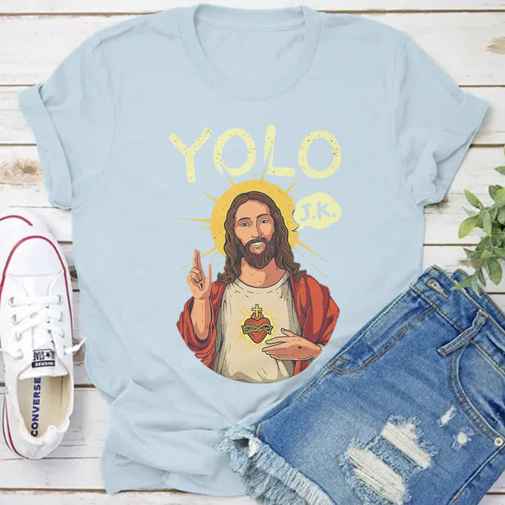 Christianartworkshop YOLO JK Christian Easter Shirt - Blue - 2XL - image 5