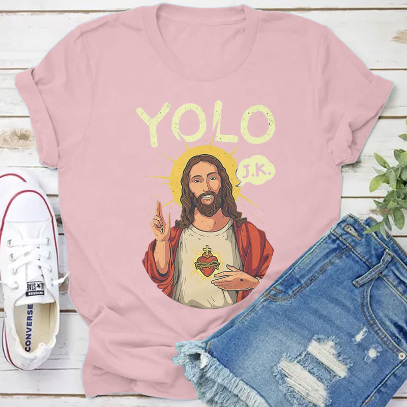 Christianartworkshop YOLO JK Christian Easter Shirt - Pink - 2XL - image 6
