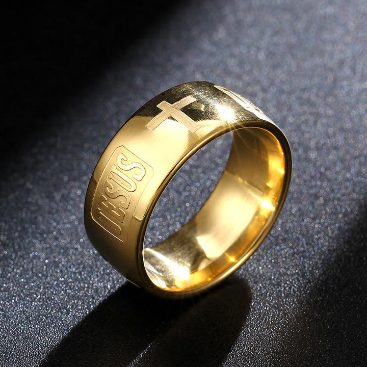 FREE Today: Two-tone Golden JESUS & Cross Symbol Blessed Ring