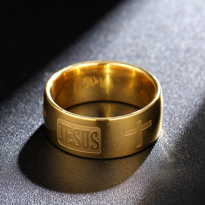FREE Today: Two-tone Golden JESUS & Cross Symbol Blessed Ring