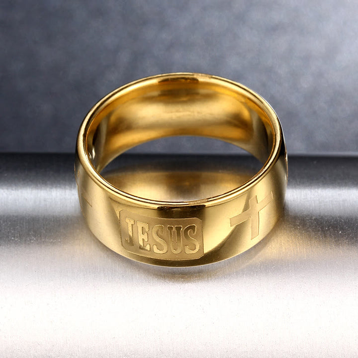 FREE Today: Two-tone Golden JESUS & Cross Symbol Blessed Ring