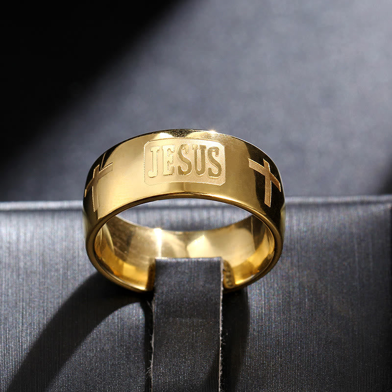 FREE Today: Two-tone Golden JESUS & Cross Symbol Blessed Ring