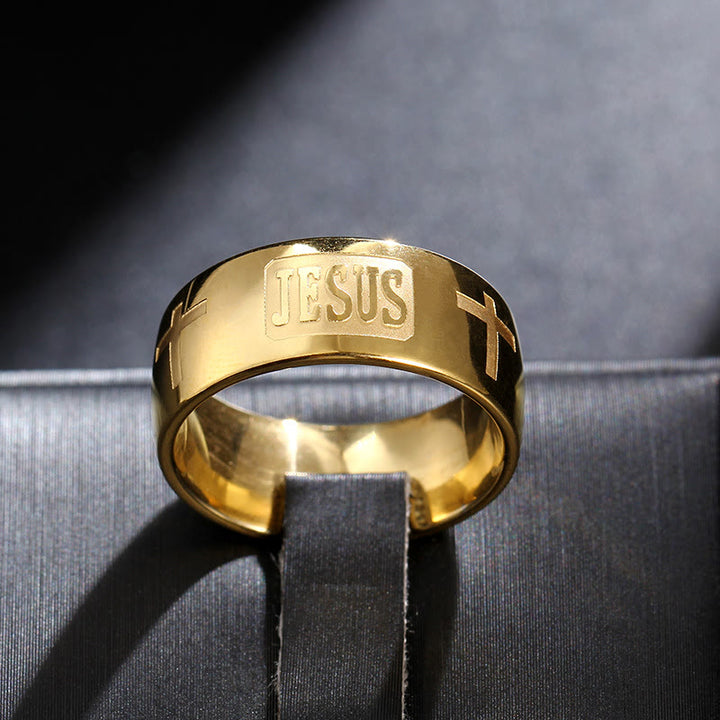 FREE Today: Two-tone Golden JESUS & Cross Symbol Blessed Ring