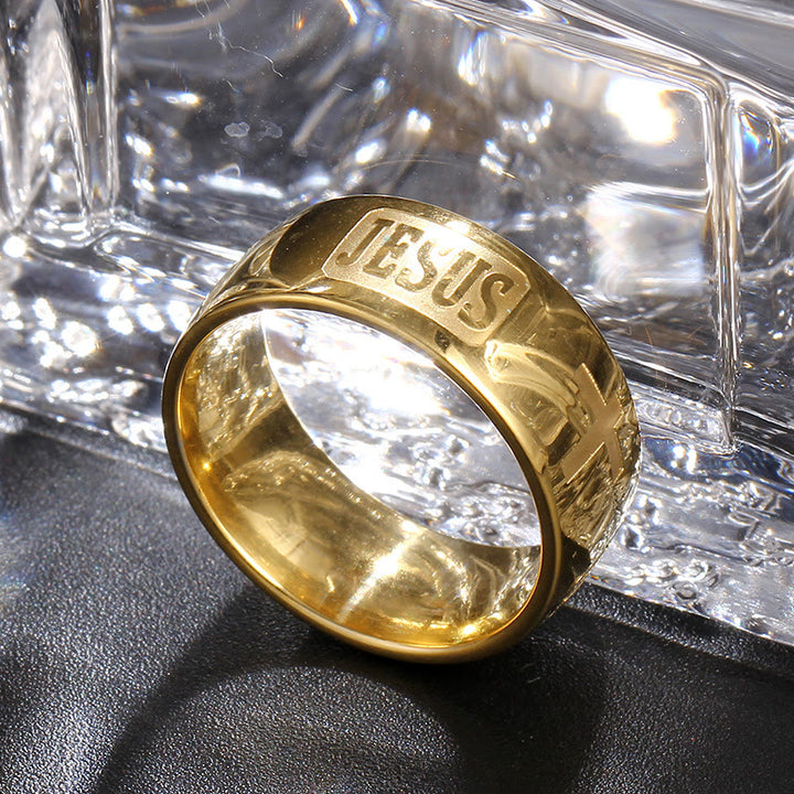 FREE Today: Two-tone Golden JESUS & Cross Symbol Blessed Ring