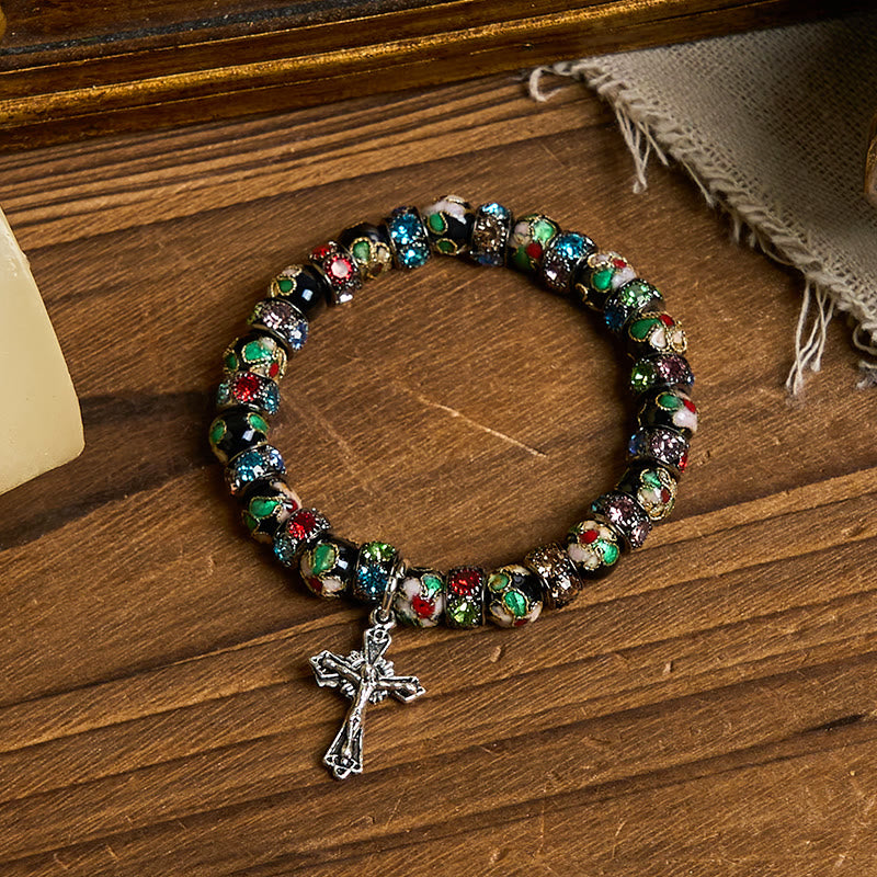 FREE Today: Handcrafted Cloisonné Beads Timeless Faith Bracelet: A Testament of Christ's Presence