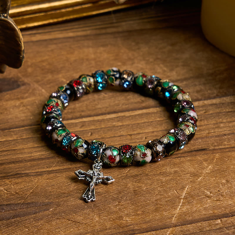 FREE Today: Handcrafted Cloisonné Beads Timeless Faith Bracelet: A Testament of Christ's Presence - image 2