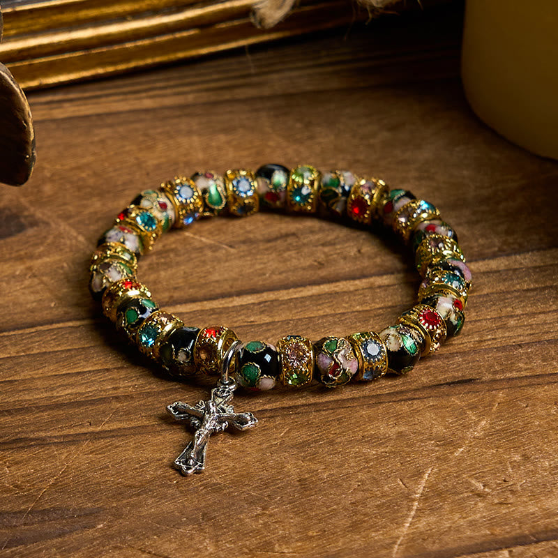 FREE Today: Handcrafted Cloisonné Beads Timeless Faith Bracelet: A Testament of Christ's Presence - image 3