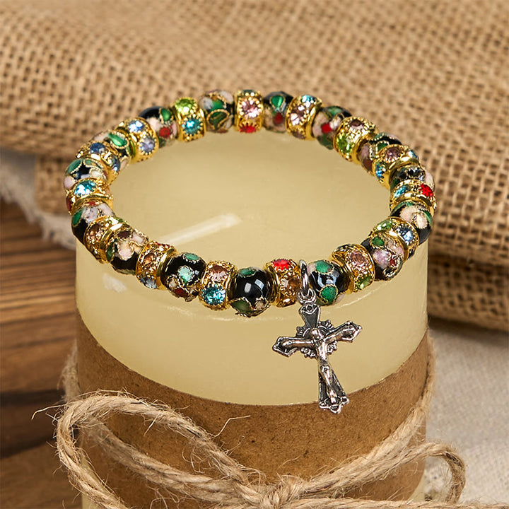 FREE Today: Handcrafted Cloisonné Beads Timeless Faith Bracelet: A Testament of Christ's Presence