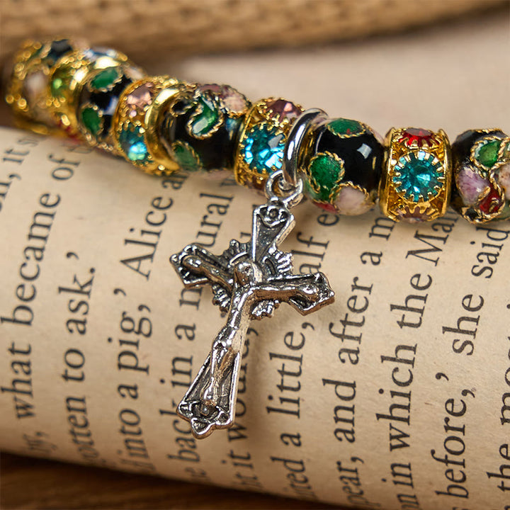 FREE Today: Handcrafted Cloisonné Beads Timeless Faith Bracelet: A Testament of Christ's Presence