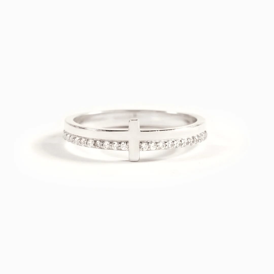 Christianartworkshop 925 Silver Cross Minimalist "Never Quit" Ring: A Symbol of Belief and Uplift - Silver - US 10 - image 2