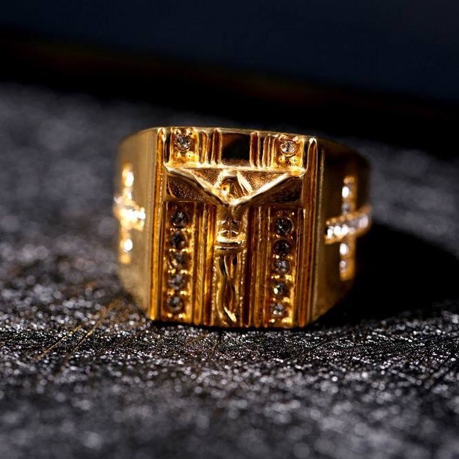 FREE Today: Crafted Crucifix Crown of Glory Ring: A Testament of Faith and Majesty