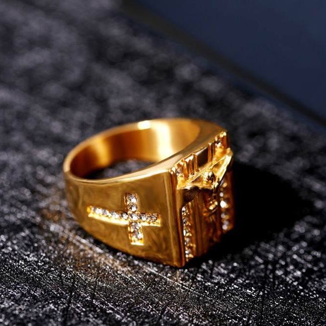 FREE Today: Crafted Crucifix Crown of Glory Ring: A Testament of Faith and Majesty