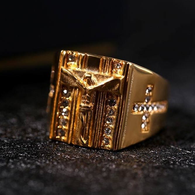 FREE Today: Crafted Crucifix Crown of Glory Ring: A Testament of Faith and Majesty
