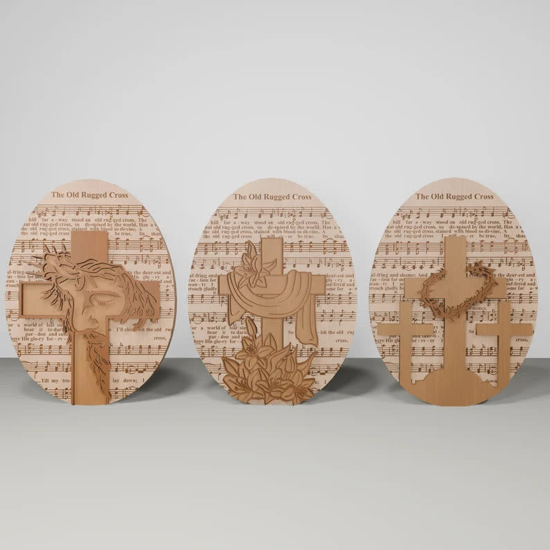 Christianartworkshop 3styles Inspirational Wooden Easter Desktop Ornament - Symbols of Hope and Redemption