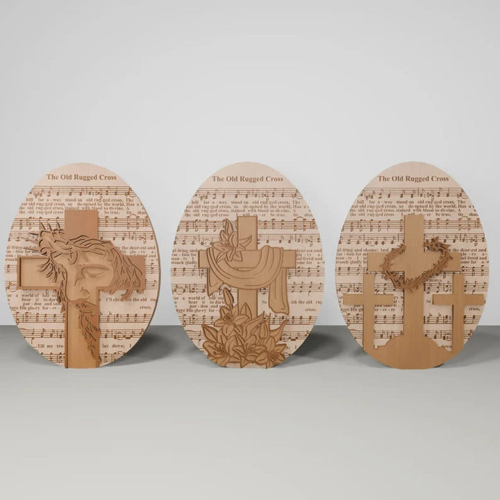 Christianartworkshop 3styles Inspirational Wooden Easter Desktop Ornament - Symbols of Hope and Redemption
