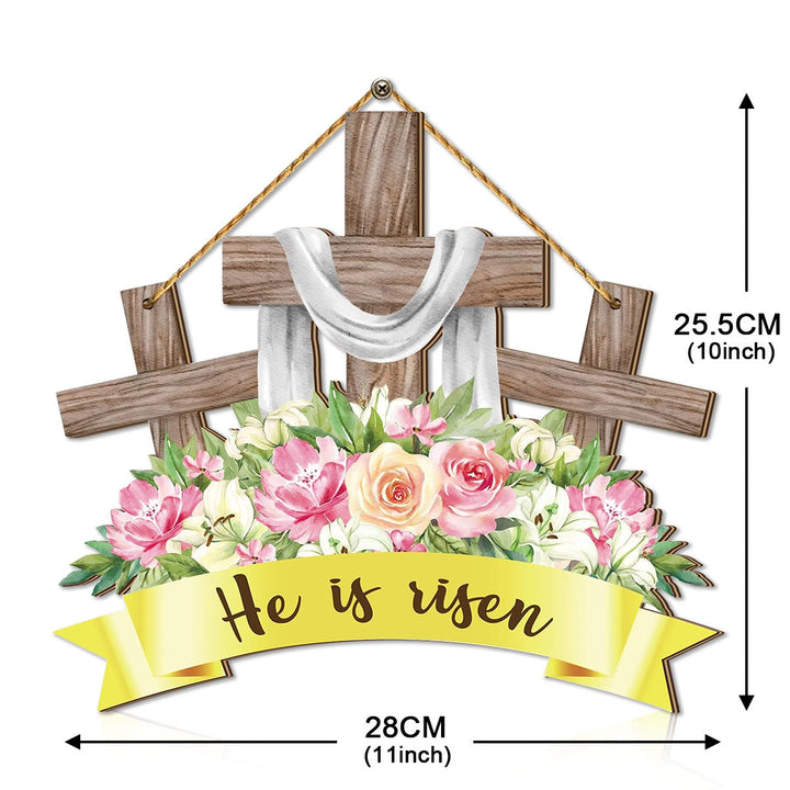 Christianartworkshop "He Is Risen" Inspirational Wooden Easter Hanging Decor Ornament