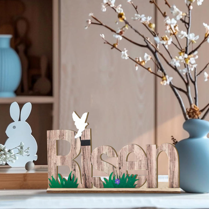 Christianartworkshop "Risen" Wooden Easter Dekstop Decor Ornament