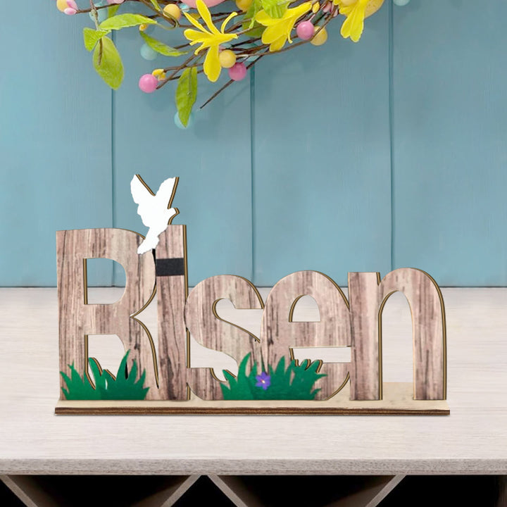 Christianartworkshop "Risen" Wooden Easter Dekstop Decor Ornament