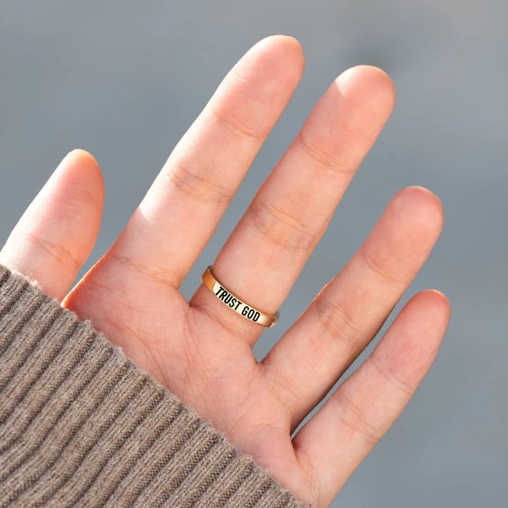 Christianartworkshop 925 Silver Cross & "Trust God" Ring: Symbols of Hope - US 10 - image 0