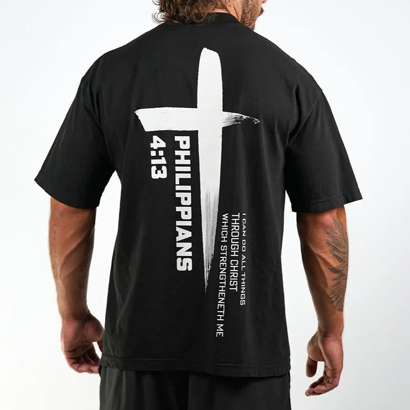Christianartworkshop Philippians 4:13 Strength Cross T-Shirt - image 3