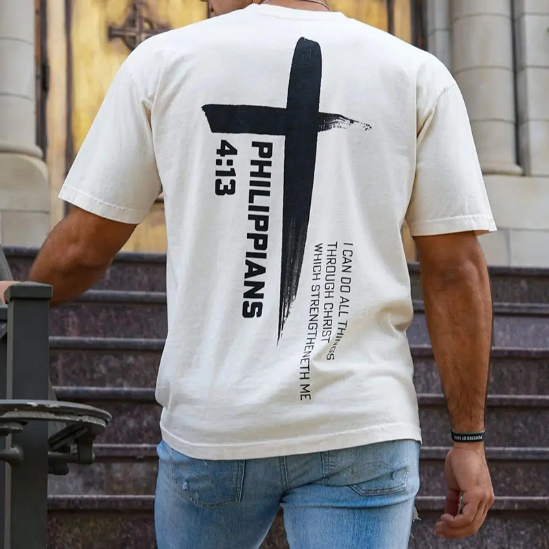 Christianartworkshop Philippians 4:13 Strength Cross T-Shirt - image 6