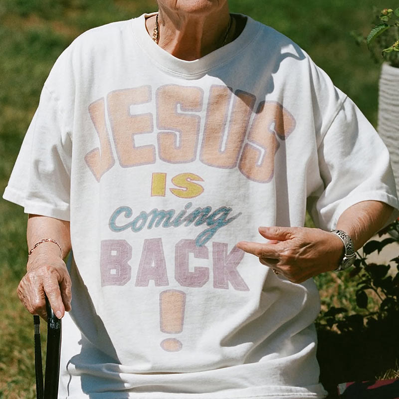 Christianartworkshop Jesus is Coming Back Bold Statement T-Shirt - image 4