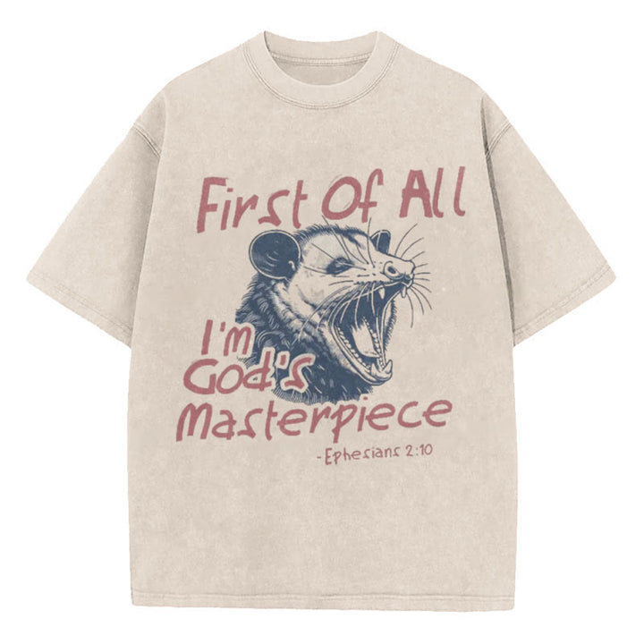 Christianartworkshop First Of All I'm God's Masterpiece Christian Washed T-Shirt