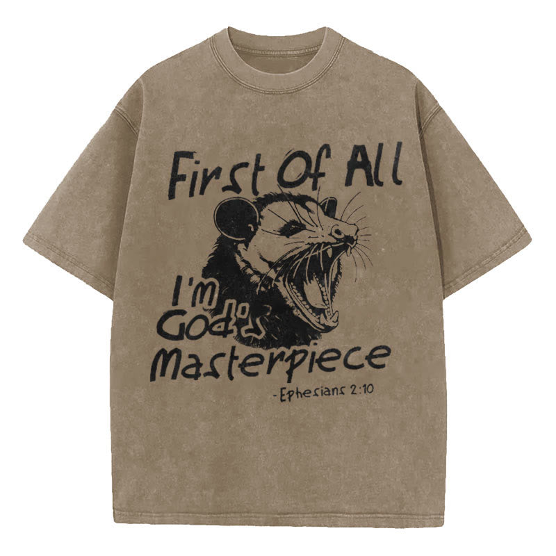 Christianartworkshop First Of All I'm God's Masterpiece Christian Washed T-Shirt