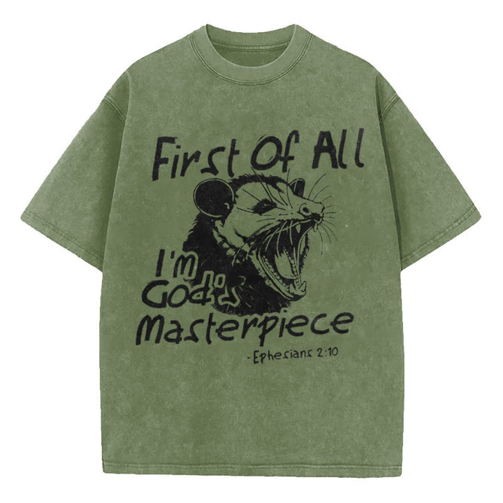 Christianartworkshop First Of All I'm God's Masterpiece Christian Washed T-Shirt