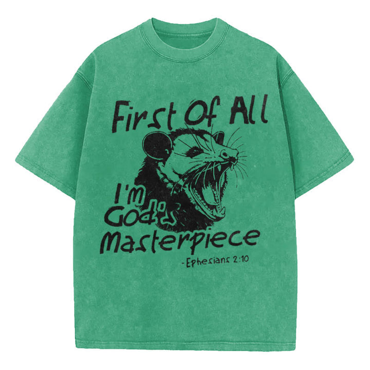 Christianartworkshop First Of All I'm God's Masterpiece Christian Washed T-Shirt
