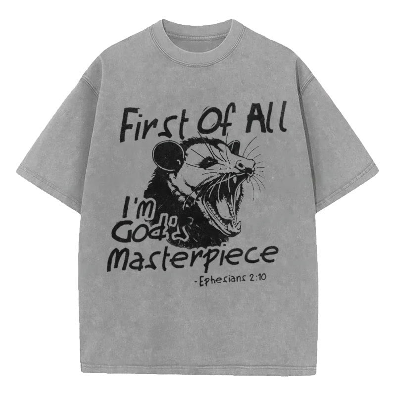 Christianartworkshop First Of All I'm God's Masterpiece Christian Washed T-Shirt