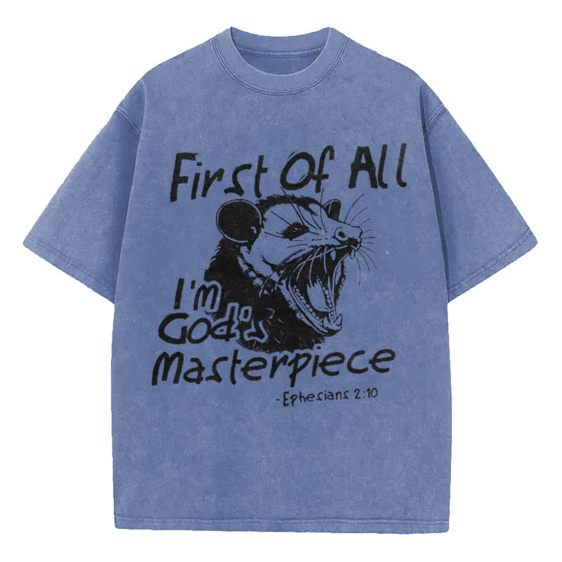 Christianartworkshop First Of All I'm God's Masterpiece Christian Washed T-Shirt