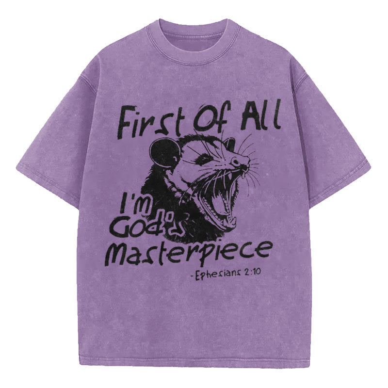 Christianartworkshop First Of All I'm God's Masterpiece Christian Washed T-Shirt