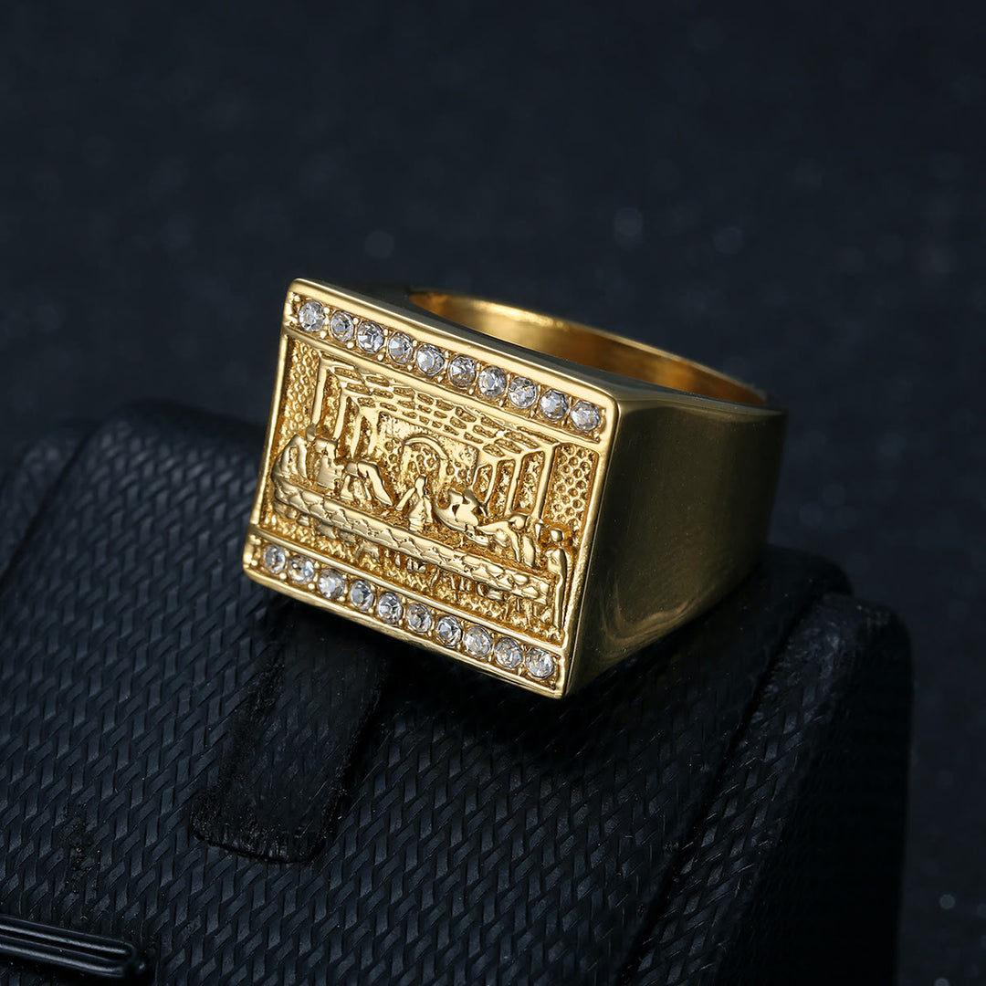 Christianartworkshop 2 Colors Vintage&Classic The Last Supper Ring: A Symbol of Devotion and Heritage - Gold - US 13 - image 0