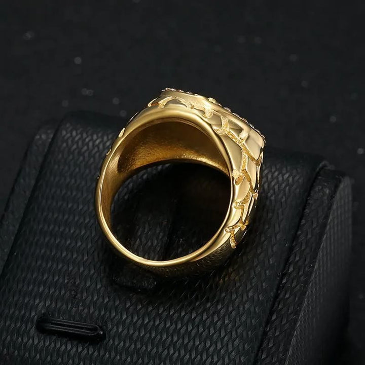 FREE Today: Adorn Your Faith: The Divine Golden Pattern Gemstones Crucifix Ring