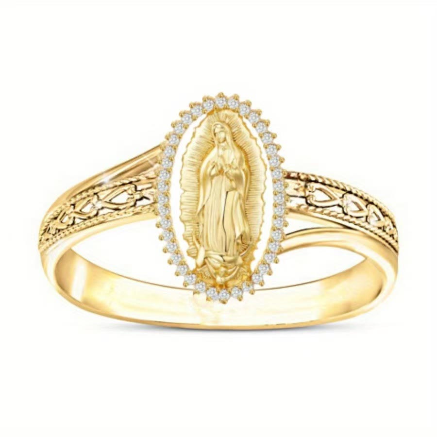 Christianartworkshop Our Lady of Guadalupe Faith Crafted Divine Grace Golden Ring - US 10 - image 0