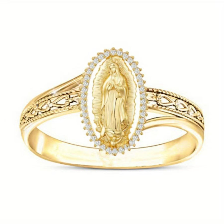 Christianartworkshop Our Lady of Guadalupe Faith Crafted Divine Grace Golden Ring - US 10 - image 0