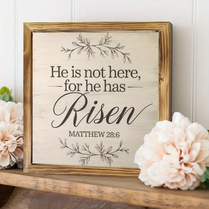 Christianartworkshop "Risen" Wooden Easter Dekstop Decor Ornament: A Faith - inspired Ornament for Spring