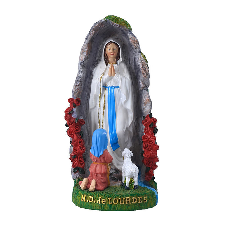 Christianartworkshop Our Lady of Lourdes & Lamb Resin Dekstop Decor Ornament