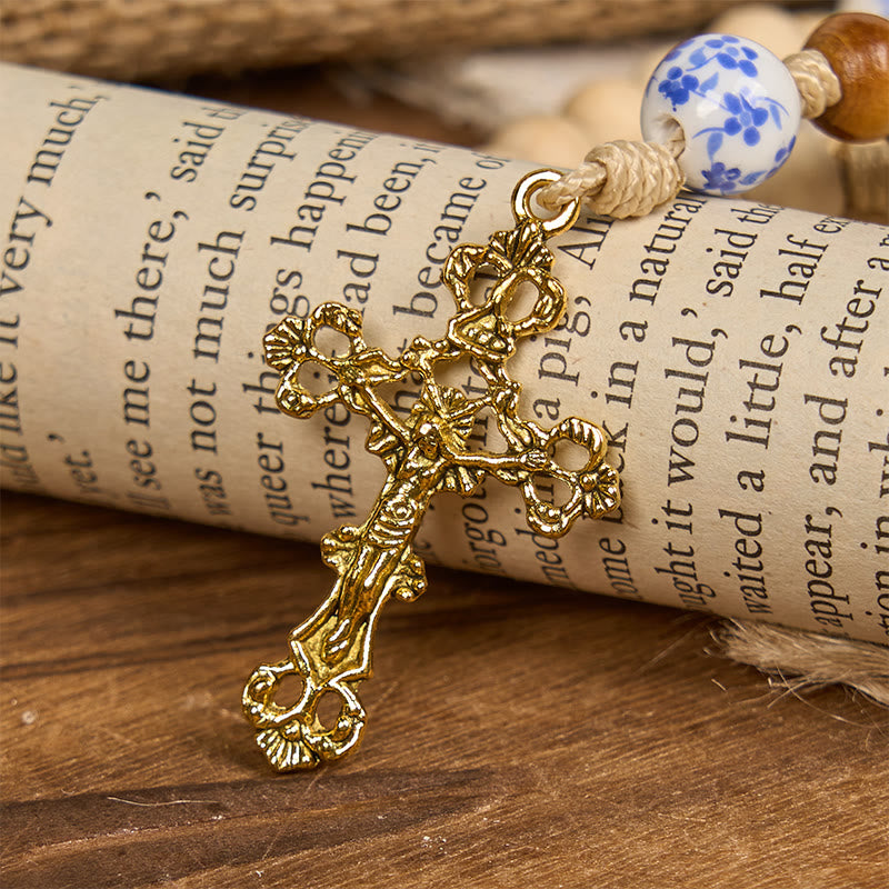 Christianartworkshop PRAYERFUL FAITH: Handmade Wooden Ceramics Beads Miraculous Medal Rosary - image 7