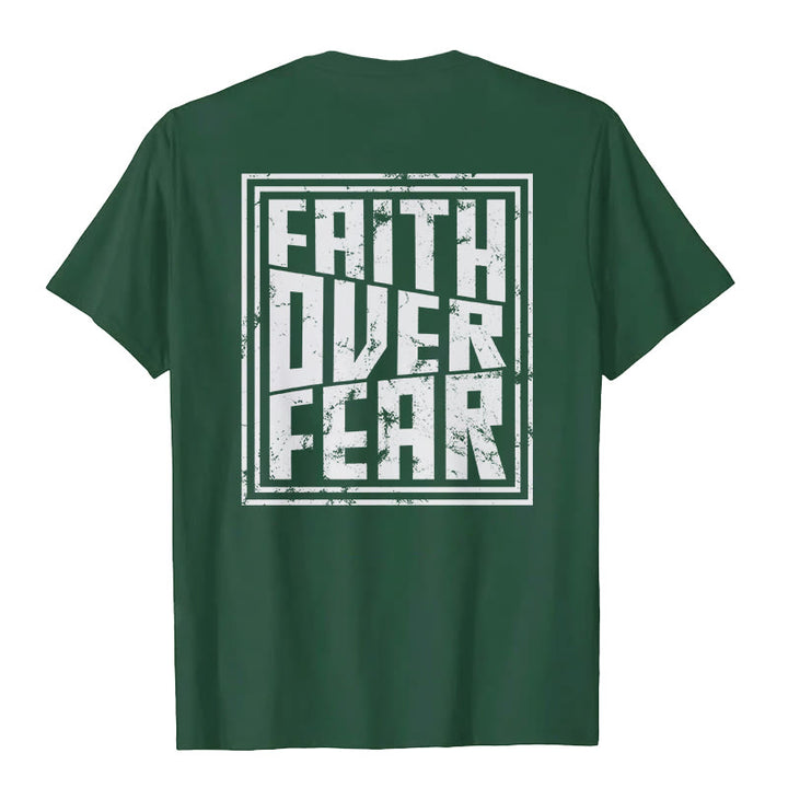 Christianartworkshop Faith Over Fear T-Shirt - Dark Green - 2XL - image 12